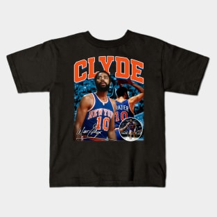 Walt Frazier The Clyde Basketball Legend Signature Vintage Retro 80s 90s Bootleg Rap Style Kids T-Shirt